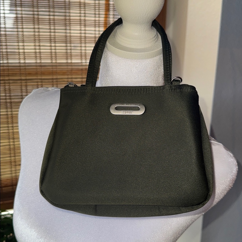 VTG 90’s early 2000’s Esprit Micro Purse Satin Dark Green Zipper cute